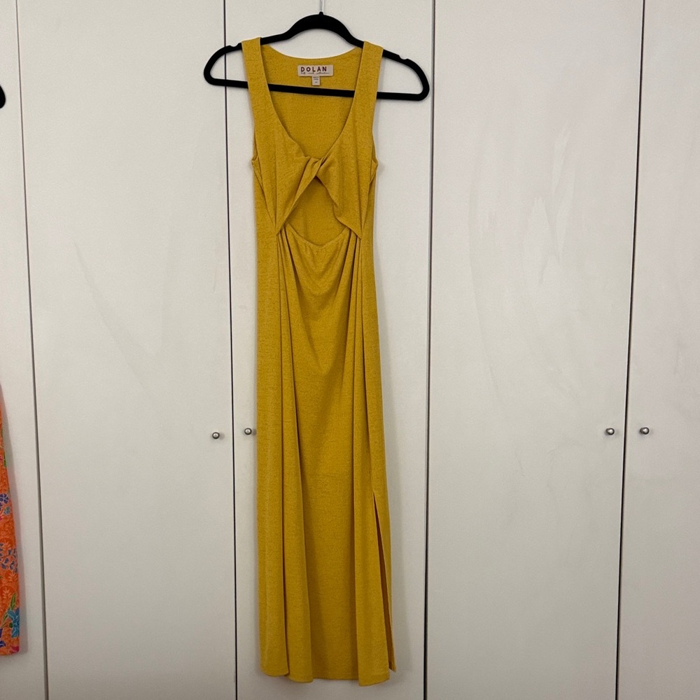 dolan Mustard Twist-Front Sleeveless Maxi Dress
